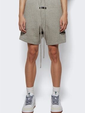 Essentials Men's Grey Fleece Drawstring Athletic Shorts